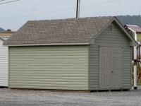 10x16 Victorian Deluxe Style Storage Shed with Meadow Green Vinyl Siding (Back)